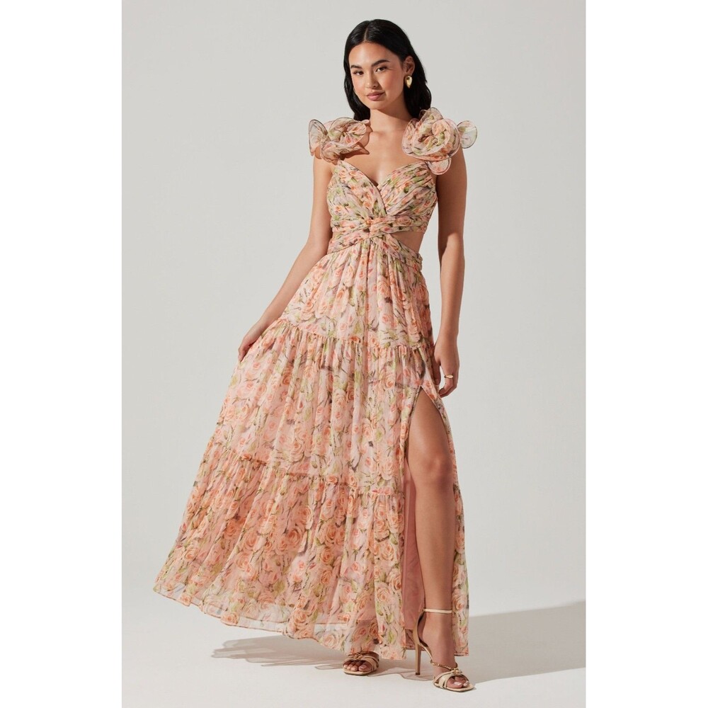Astr The Label - Fritillaria Maxi Dress - Coral Floral Sz Xs / Read